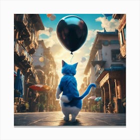 Cat With Balloons Canvas Print