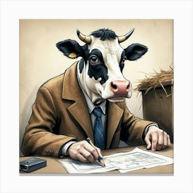 Cow In A Suit 3 Canvas Print