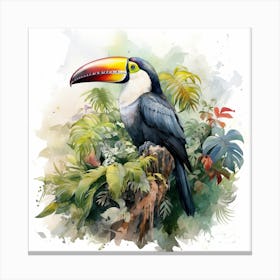 Toucan Watercolor Painting Canvas Print