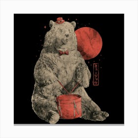 Drum Bear Cute Music Animal Stampe su tela