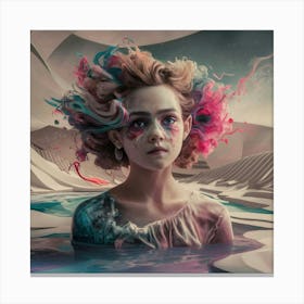 Girl In The Water Canvas Print