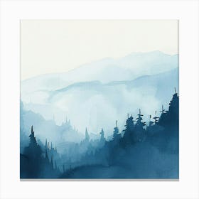 Editorial Art White Background Smoky Mountains 1 Canvas Print