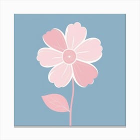 A White And Pink Flower In Minimalist Style Square Composition 335 Canvas Print