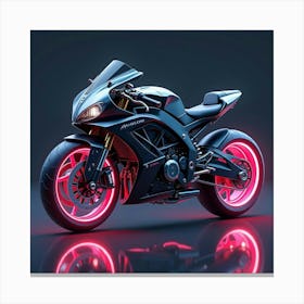 Super Bike With Glowing Neon Wheels And A High Tech Control System 1 Canvas Print