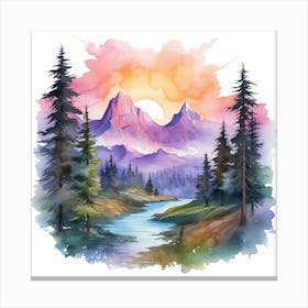 Watercolor Landscape Painting 4 Canvas Print