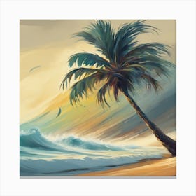 Palm Tree On The Beach Canvas Print