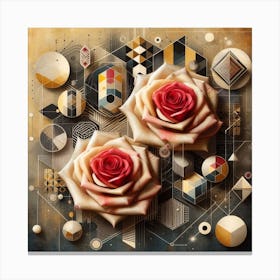 Geometric Art Roses 1 Canvas Print