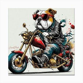 Rockabilly Bulldog Biker II. Canvas Print