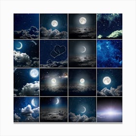 Collage Of Moon And Clouds Canvas Print