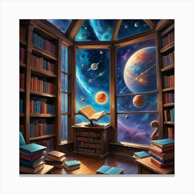 Library In Space Paintings Art Print Canvas Print