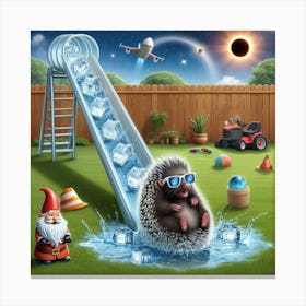 Hedgehog On A Slide Canvas Print