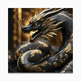 Black And Gold Dragon Canvas Print