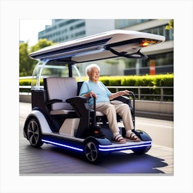Elderly Woman In Electric Scooter Canvas Print