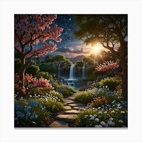 Garden At Night 2 Canvas Print