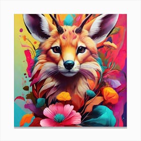 Fox with flowers Canvas Print