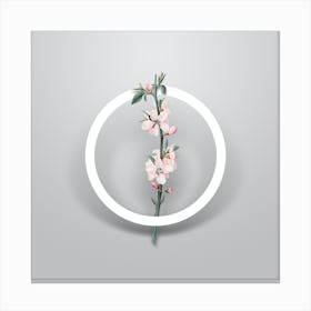 Vintage Peach Flower Minimalist Flower Geometric Circle on Soft Gray n.0479 Canvas Print
