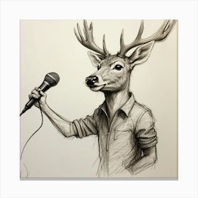 Deer With Microphone 19 Canvas Print