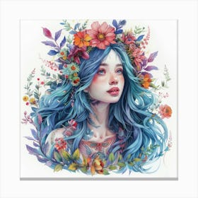 Blue Haired Girl 1 Canvas Print