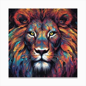 Mesmerizing Lion With Luminous Eyes On A Profound Black Background 1 Canvas Print