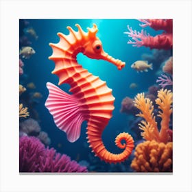 Underwater Scene With A 3d Optical Illusion Of A Seahorse Gracefully Swimming Amidst A Vibrant And Illusionary Canvas Print