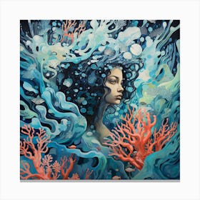 Woman In The Sea Canvas Print