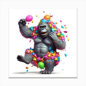 Gorilla With Balloons Canvas Print