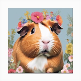 Guinea Pig With Flowers 1 Canvas Print