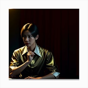 Asian Woman Sitting At Desk 1 Canvas Print