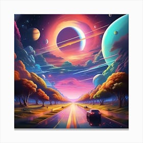 Space Landscape Painting Canvas Print