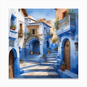 Chefchaouen 2 Watercolor Canvas Print