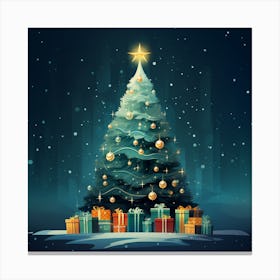 Christmas Tree With Gifts Canvas Print