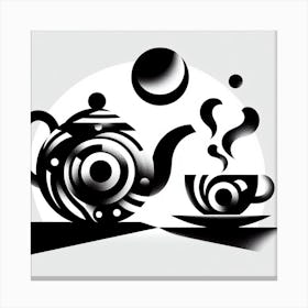 Black And White Teapot 1 Canvas Print