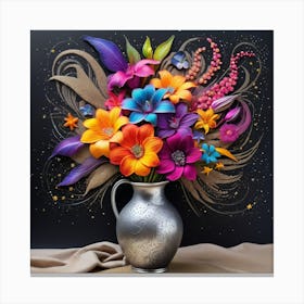 3d Flowers In A Vase Canvas Print