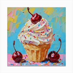 Cupcake With Sprinkles Art Canvas Print