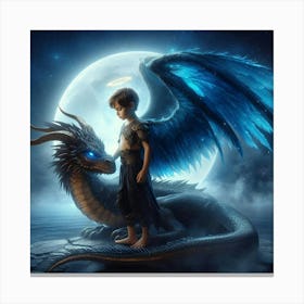 Angel with his Dragon  Canvas Print