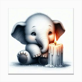 Little Elephant With Candle 1 Canvas Print