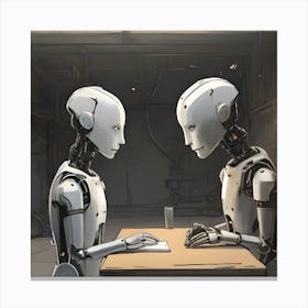 Robots At A Table Canvas Print