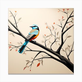 African Murals, Bird On a Branch, folk art, 125 Canvas Print