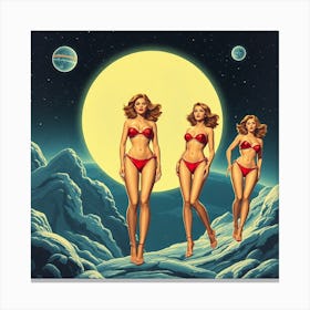 Three Women In Bikinis Canvas Print