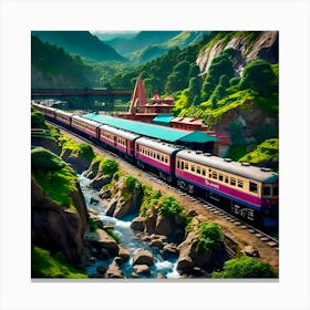 Train In The Mountains 1 Canvas Print