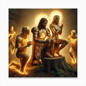 Jesus and his Leo Protectors #4 Canvas Print