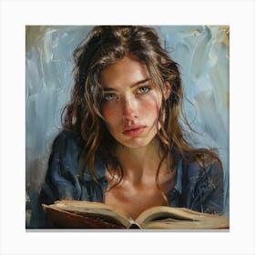 Portrait Of A Girl Reading A Book Canvas Print