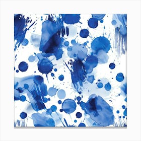 Blue Watercolor Splashes Canvas Print