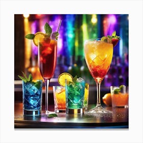 Colorful Drinks On A Bar Canvas Print