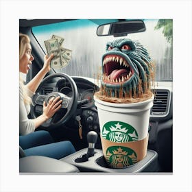 Starbucks Monster Canvas Print