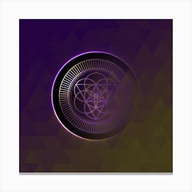 Geometric Neon Glyph on Jewel Tone Triangle Pattern 389 Canvas Print