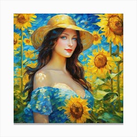 Sunflower Girlfgh Canvas Print