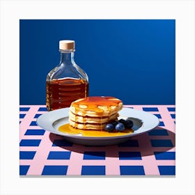 Pancakes Pop Art Blue Checkerboard 2 Canvas Print