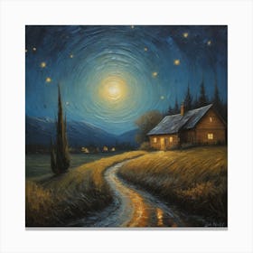 Road at Night, Vincent Van Gogh Style Canvas Print