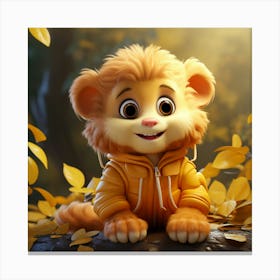 Lion In Autumn Canvas Print